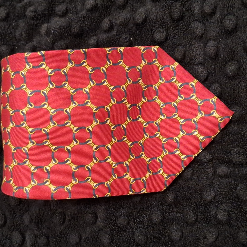 Yonkers Red and Blue Circle Gold Loop Vintage Mens Tie #10